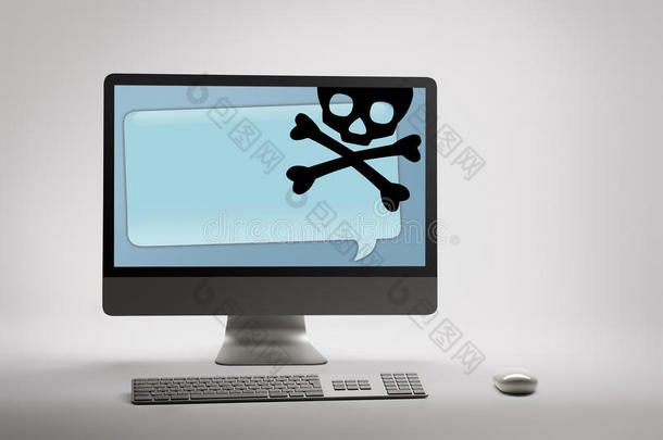 电脑屏幕显示网络诈骗和诈骗警告