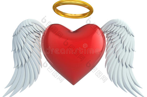 带着翅膀和<strong>金色光</strong>环的天使之心