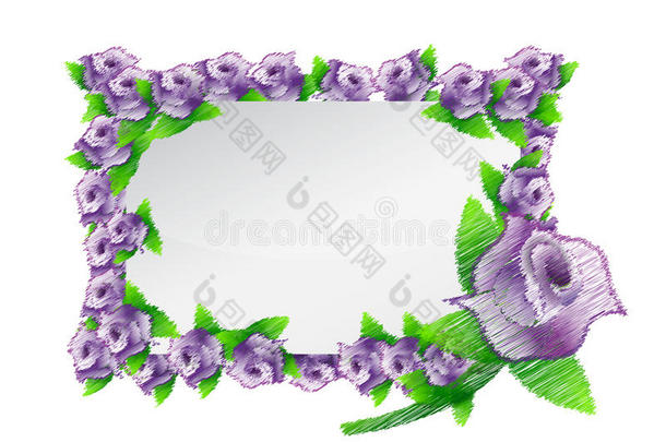花紫色框架插画设计