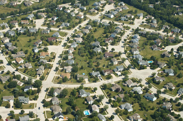 住宅、住宅、郊区鸟瞰图