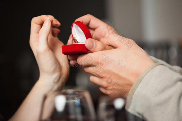 求婚时对戒指的特写镜头