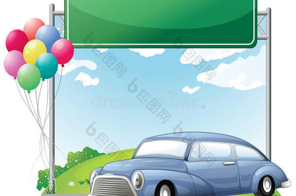 有空招牌的汽车和气球
