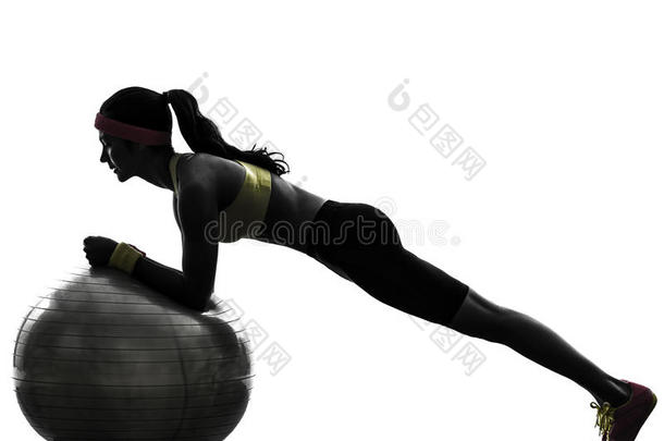 女子健身锻炼平<strong>板式</strong>体位轮廓