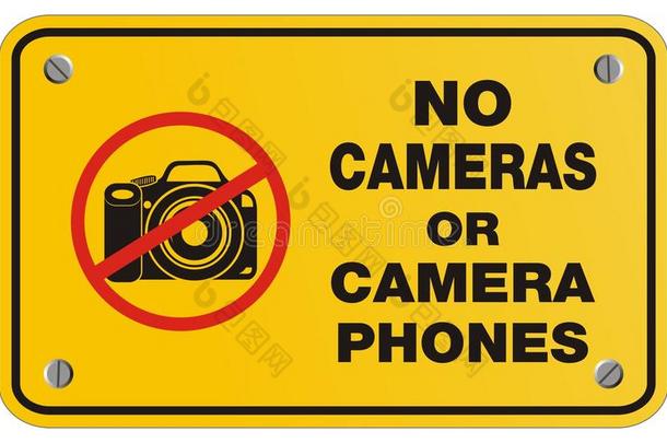 无摄像头或摄像头电话黄色标志-矩形标志