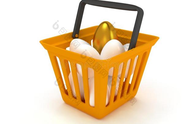 购物篮白鸡蛋中的金蛋