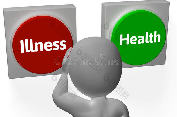 疾病健康按钮显示疾病或医疗保健