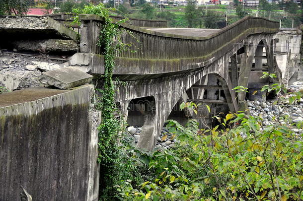 中国四川省：小油洞大桥被毁