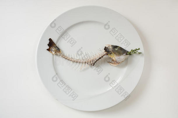 盘子里的骷髅鱼，鱼骨