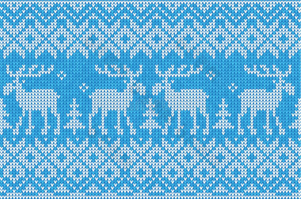 斯堪的纳维亚风格无缝针织图案配鹿