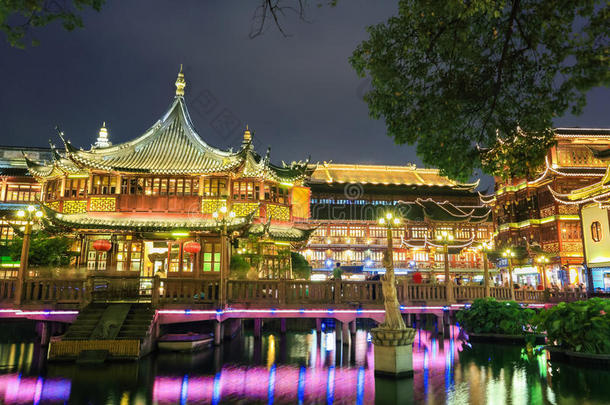 美丽的上海豫园夜景