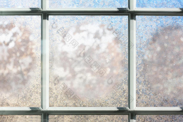 冬季磨砂窗玻璃背景
