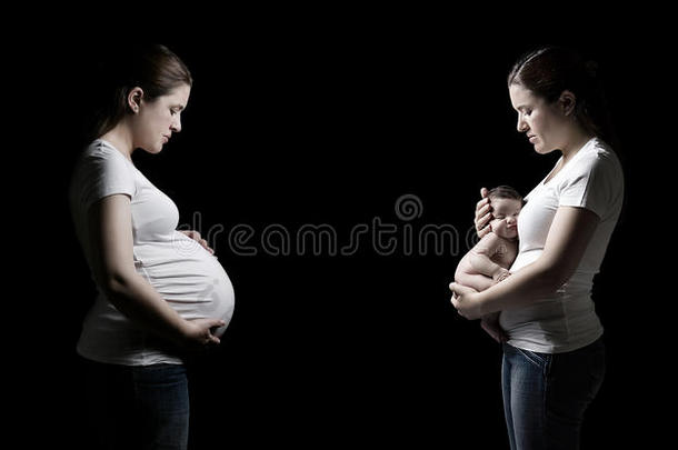 女孩怀孕前后与新生儿