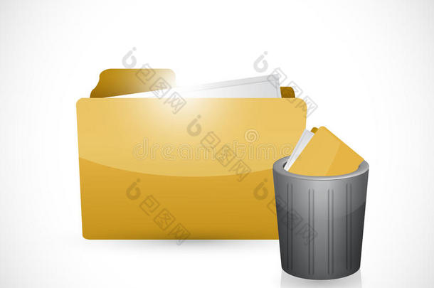 文件夹和垃圾箱盖插图设计