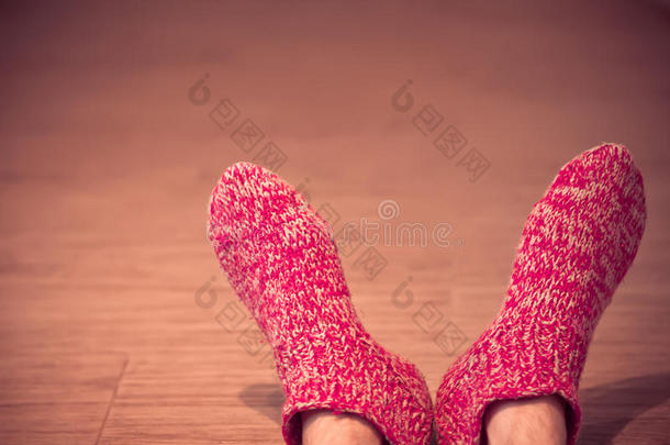 红毛袜男式双腿冬季男式针织服装