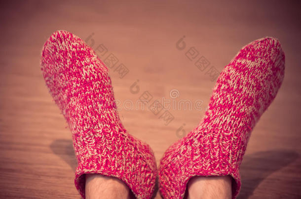 红毛袜男式双腿冬季男式针织服装