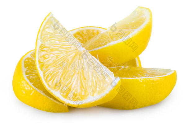 白柠檬片。一堆水果