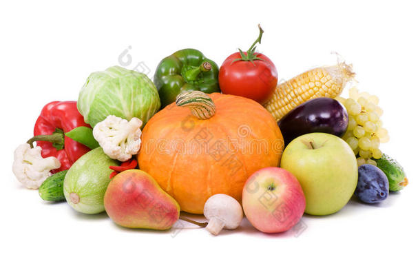 成熟的水果和蔬菜，健康的食物。