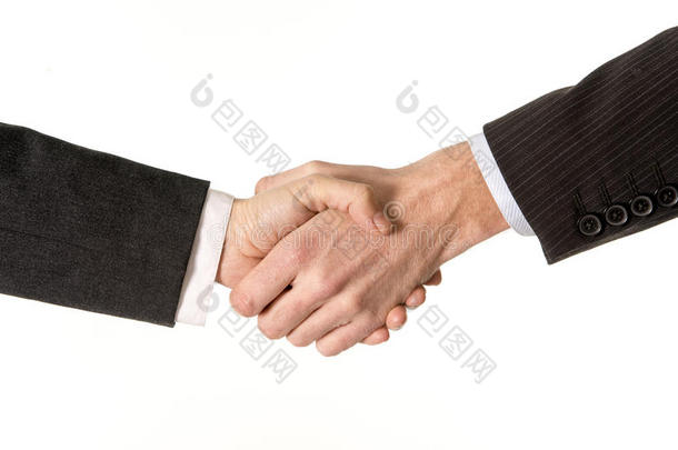 商务男士与商务女士握手特写
