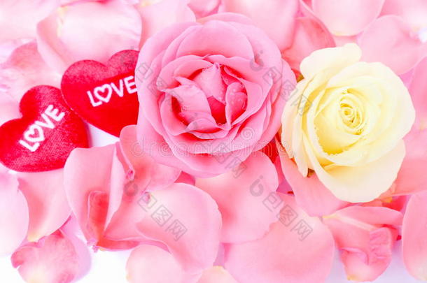 情人节的鲜花和红心爱情股票照片