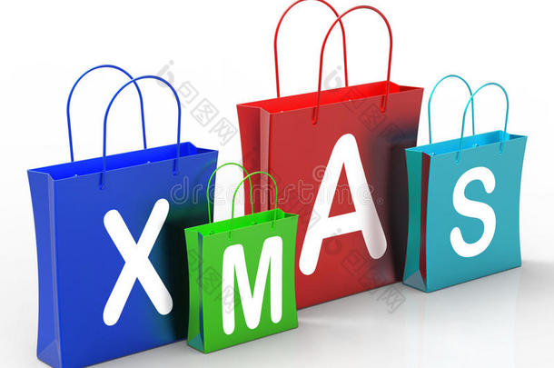 圣诞购物袋显示零售商店或购买