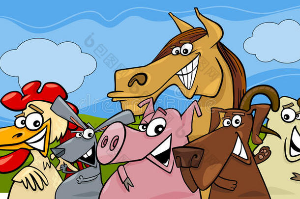 农场动物卡通插图
