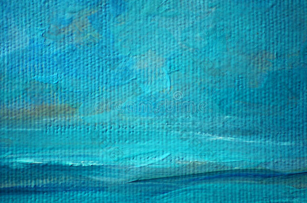 画布上的海洋风景油画、油画