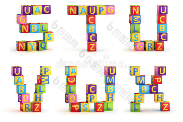 婴儿方块上的字母表字母