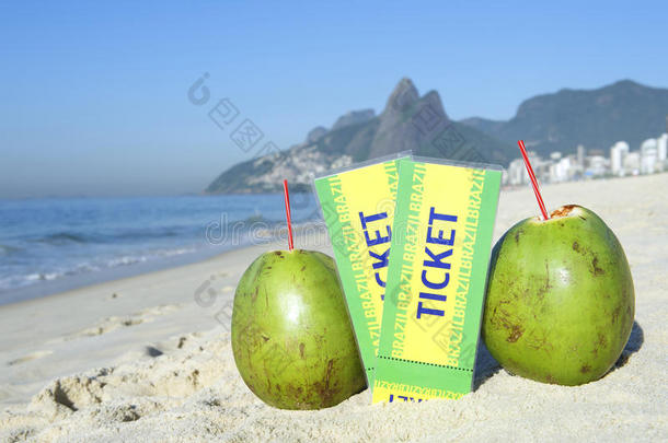 两张巴西<strong>门票</strong>，里约热内卢的椰子