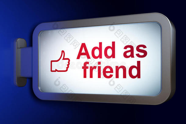 社交媒体概念：在广告牌背景上添加好友和喜欢的内容