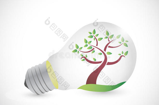 灯泡与树木插画设计