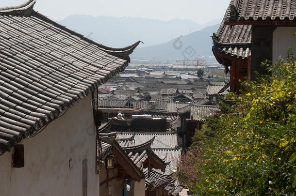 丽江大雁古镇历史名镇俯瞰图。
