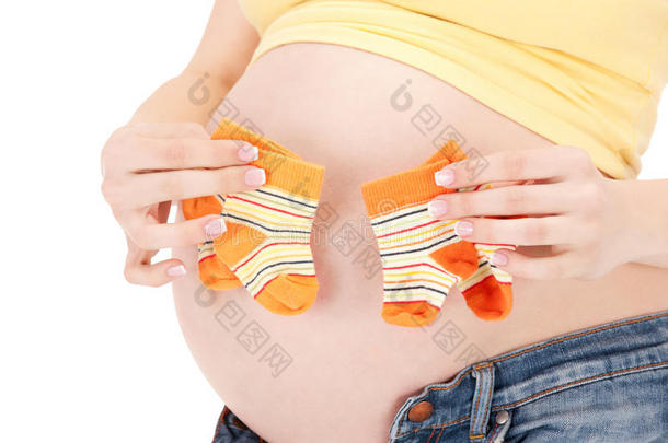 孕妇肚子和双袜子