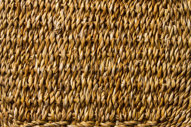 篮子柳条编织纹理编织，稻草宏观背景
