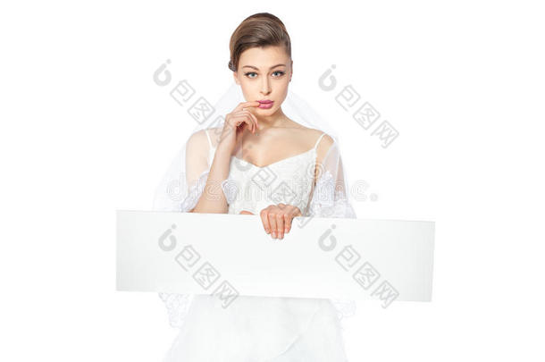 美丽的新娘展示犹豫海报。