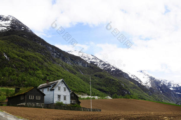 美丽的农场-北欧风景，挪威-明信片