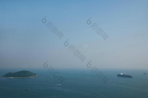 海洋公园海洋公园塔上的历史船舶俯瞰南海