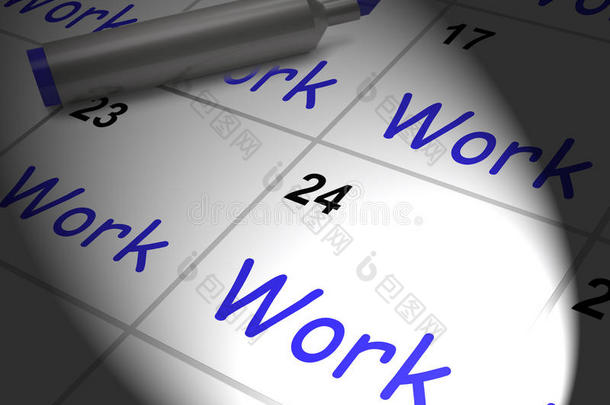 工作日历显示雇佣工作和职业