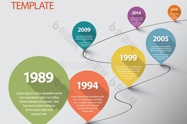 带指针的信息图表时间线模板