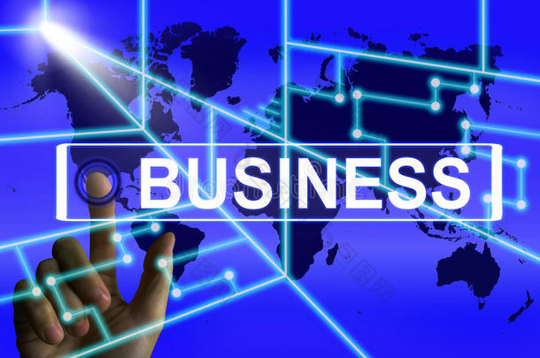 商业屏幕代表国际商务或互联网公司