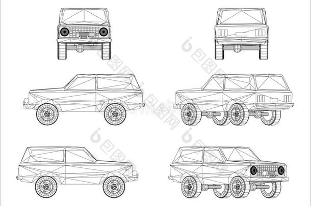 <strong>越野吉普车</strong>线框设计