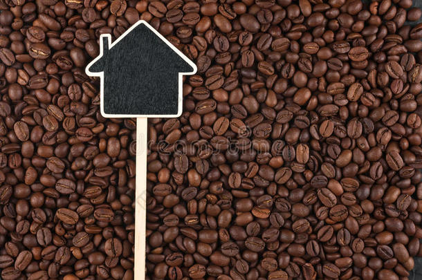 房子指针，价格标签在咖啡豆上