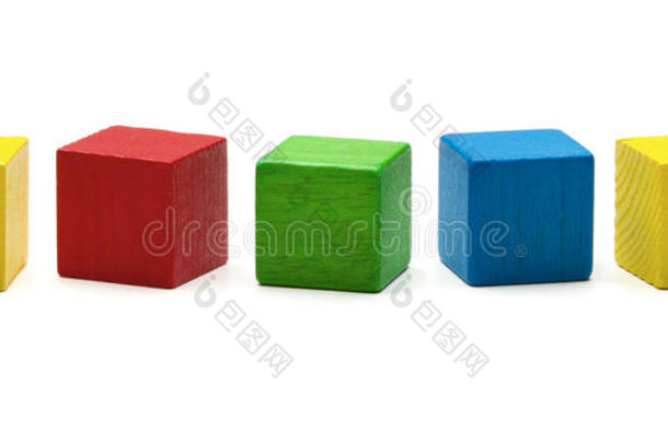 玩具块，彩色木制游戏方块，空白盒子