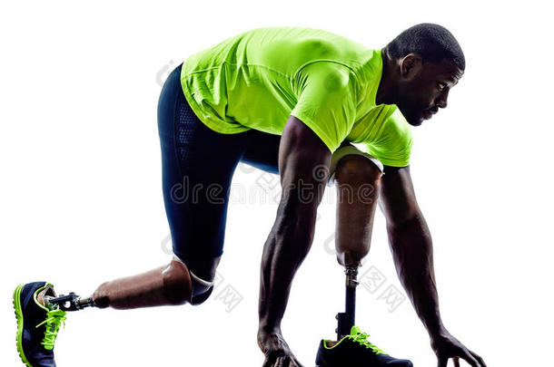 残疾人慢跑起跑线假肢轮廓