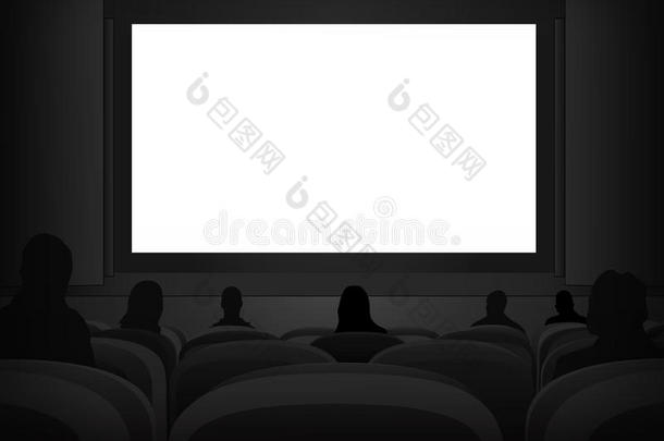 观众席上有观众的黑白电影屏幕