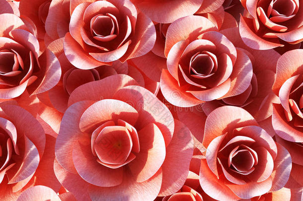 玫瑰背景显示情人节的花瓣和情人节
