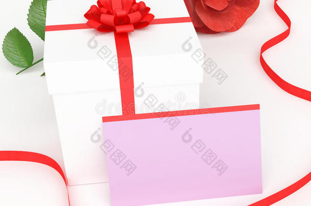 礼品卡展示玫瑰和花瓣