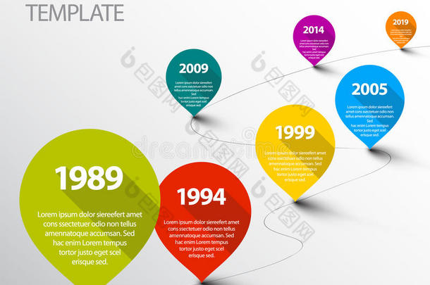 带指针的信息图表时间线模板