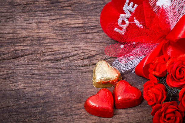 情人节装饰，心形巧克力，玫瑰，心形