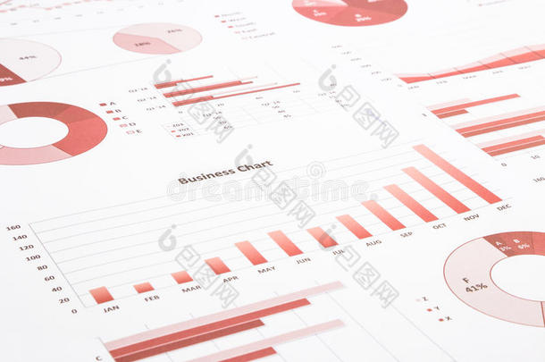 红色商业图表、图表、年报及<strong>总结</strong>背景