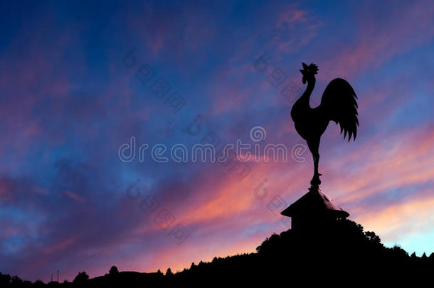 壮丽的黎明伴随着<strong>雄鸡</strong>的风向标和风景。红色s